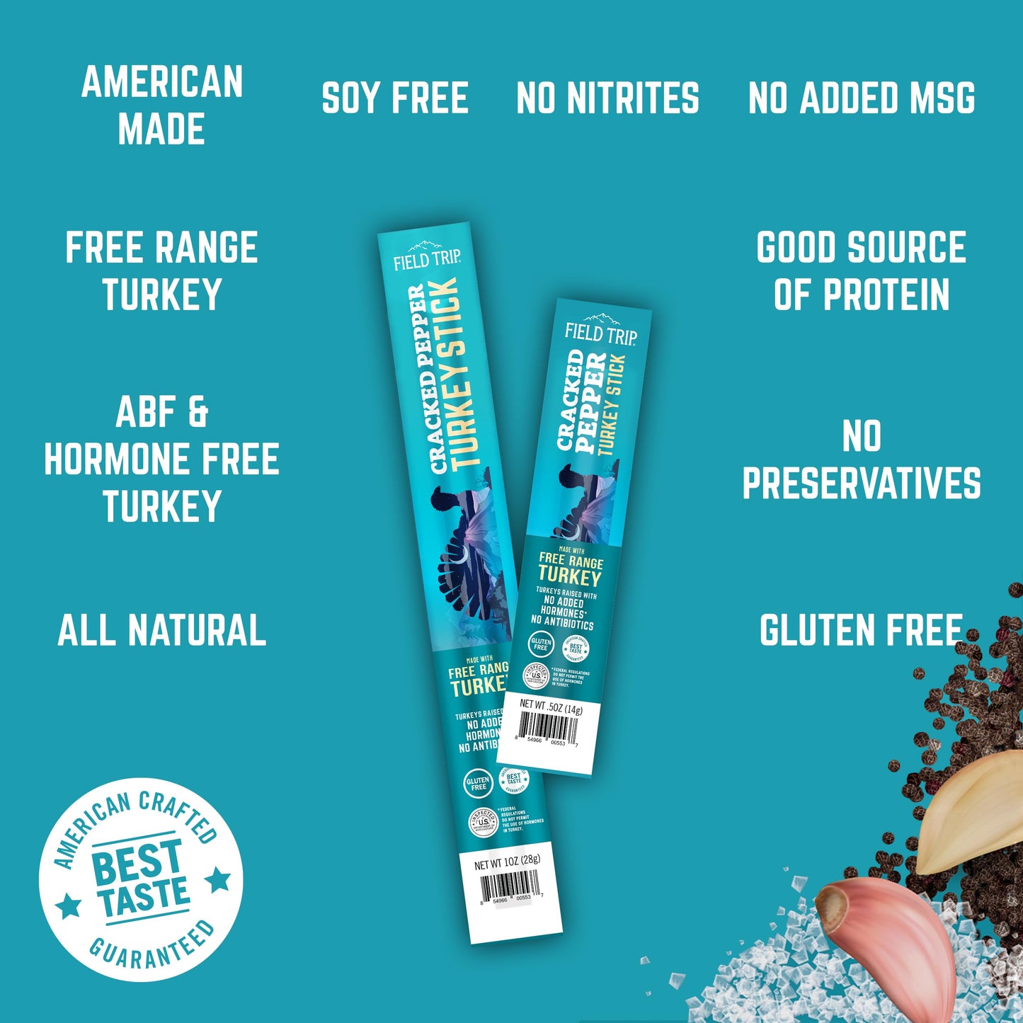 Field Trip  ed Pepper Turkey Jerky Snack Sticks, Keto & Gluten Free, High Protein, 10 Count, 1oz Each