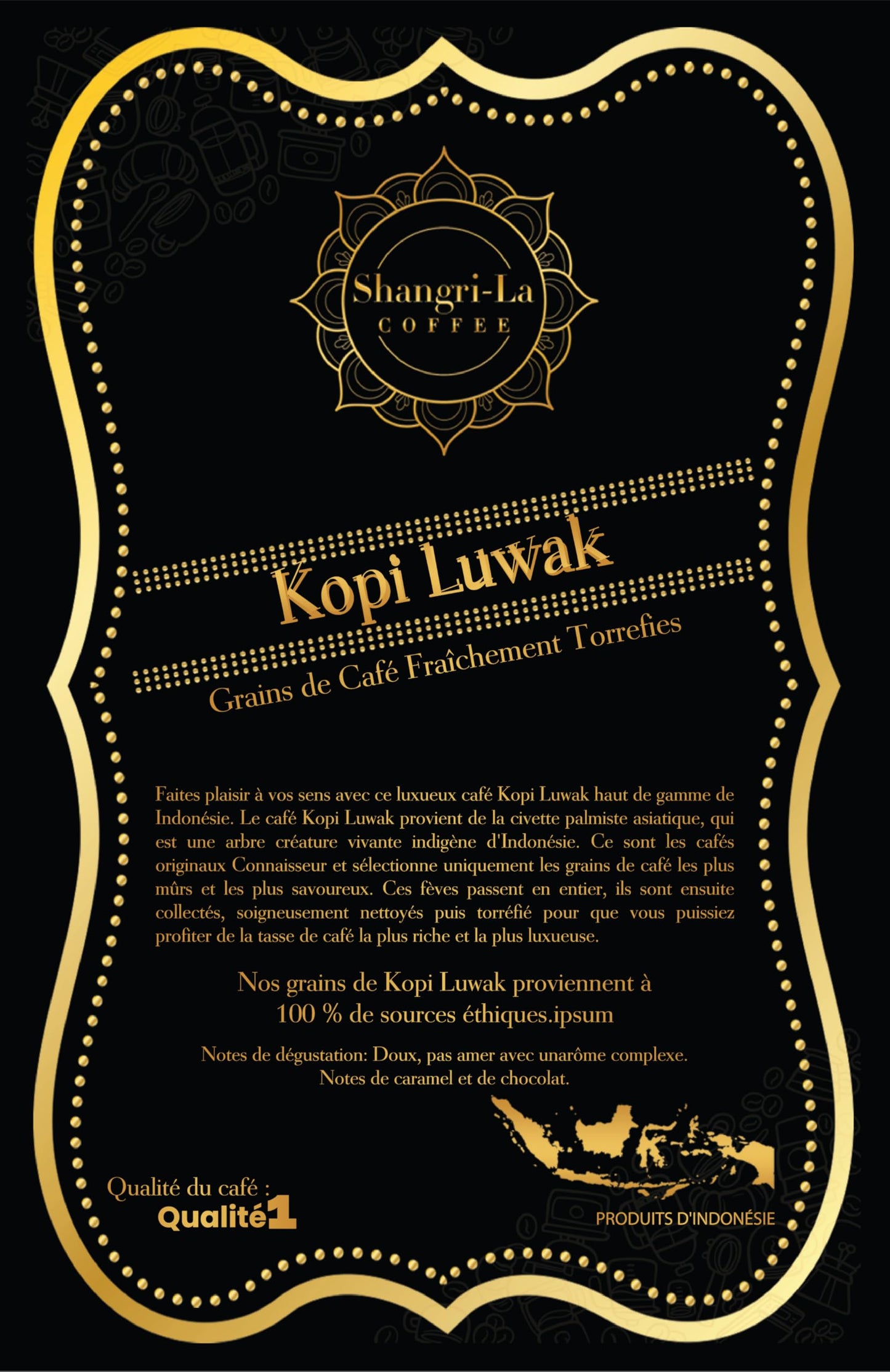 Shangri-La Coffee Wild Kopi Luwak Whole Beans, Sustainably Sourced, 500g