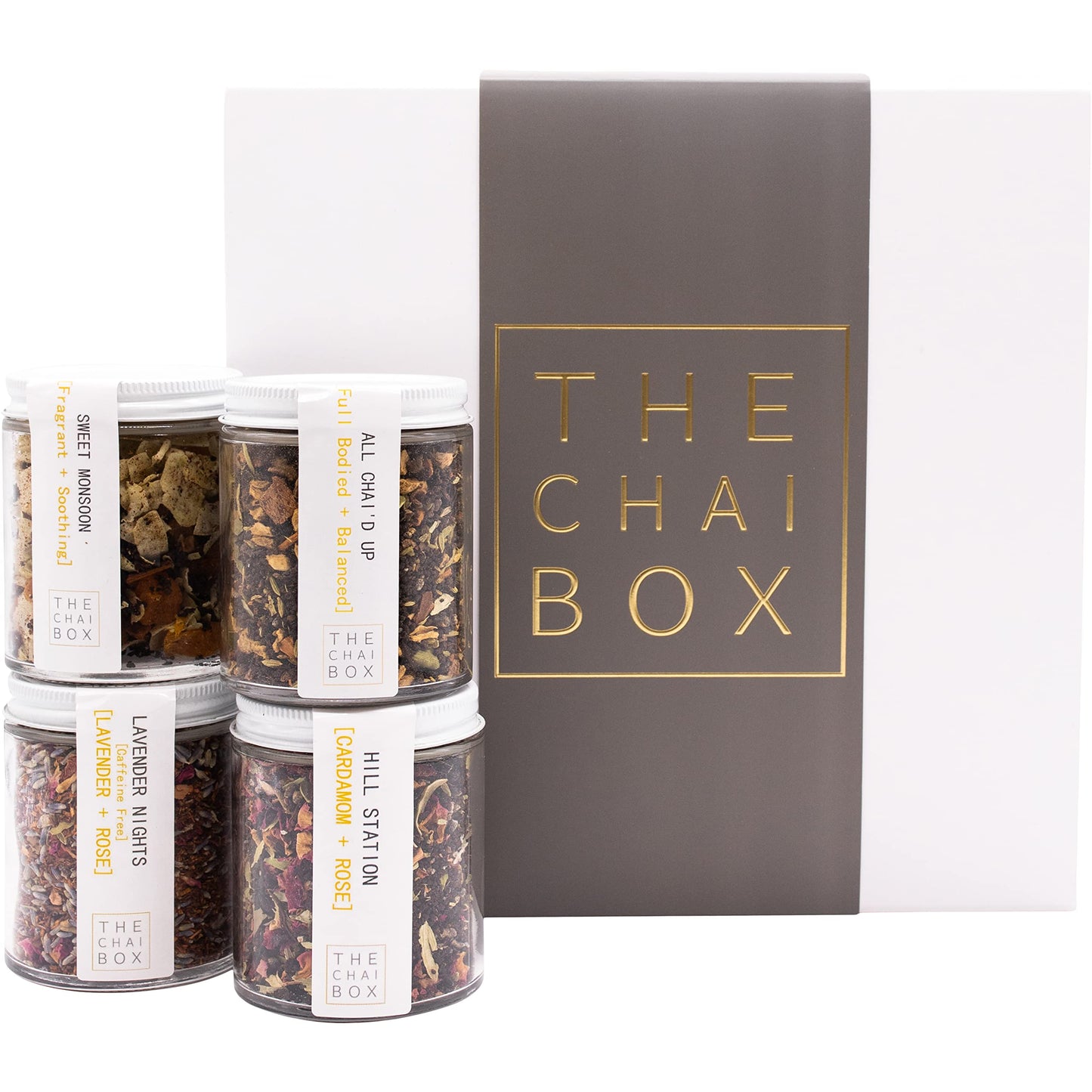 The Chai Box Loose-Leaf Tea Gift Set - Assorted Tea Sampler with Premium Spices - 10 oz - Pack of 4