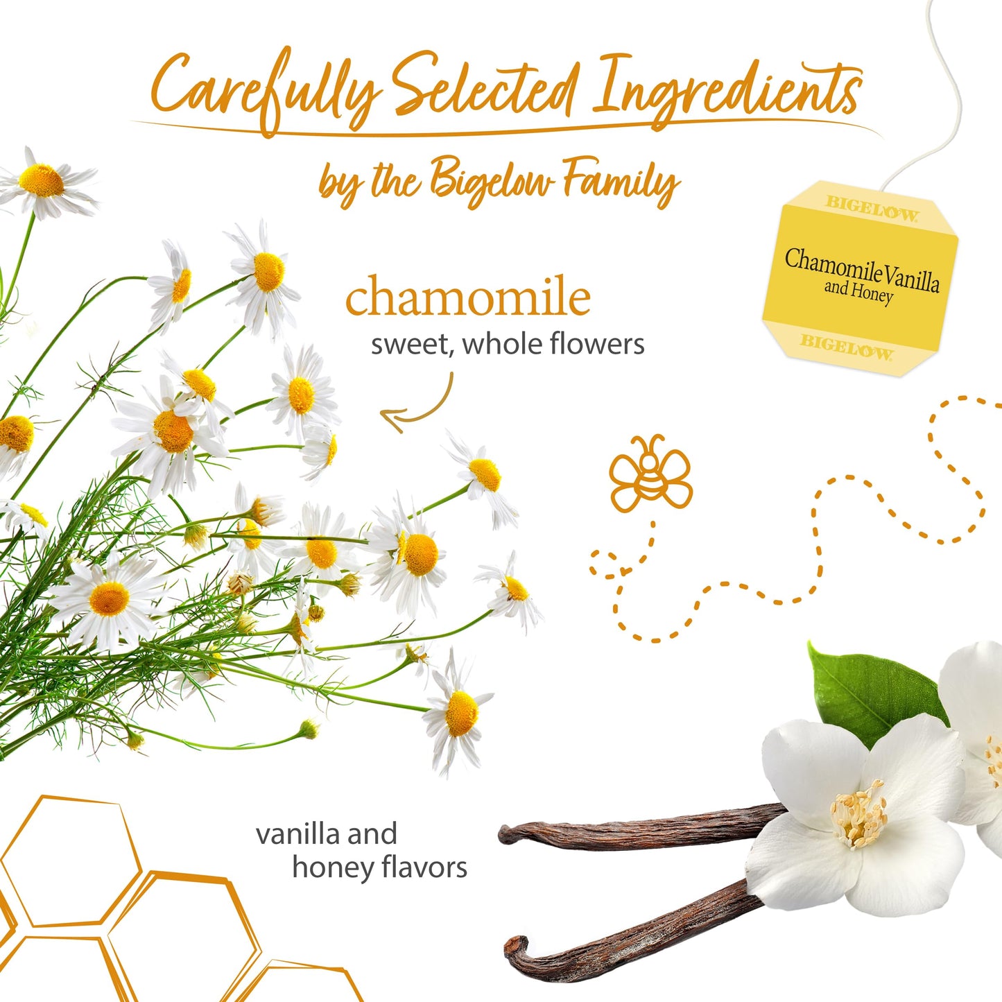 Bigelow Tea Chamomile Vanilla Herbal Teabags, Caffeine Free, 20 Count, Pack of 6