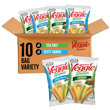 Sensible Portions Garden Veggie Straws, Sea Salt & Ranch Multipack, 75 Oz Bag, 10 Count