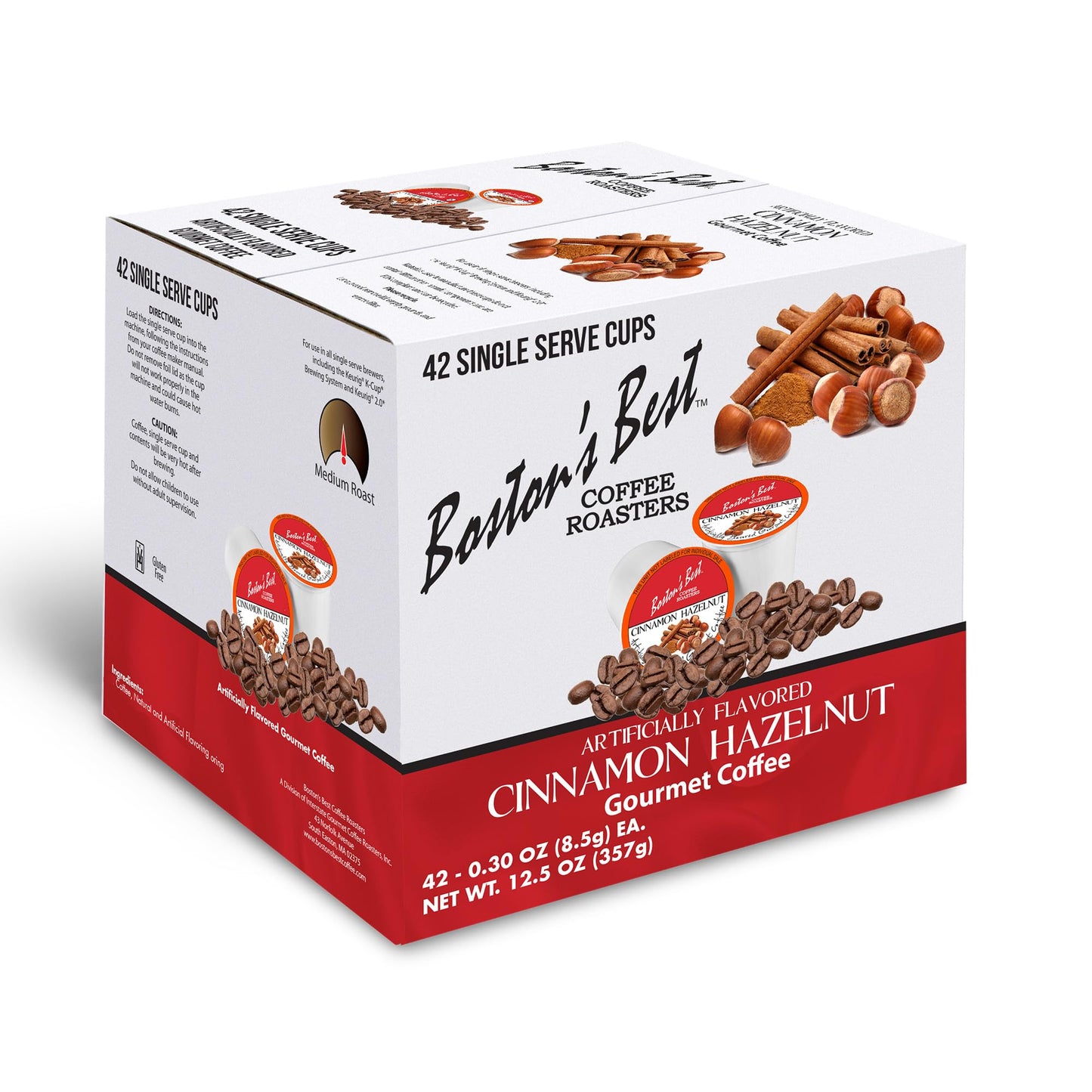 Bostons Best Gourmet Coffee - Cinnamon Hazelnut, Compatible with Keurig, 42 Count, 1 Pack