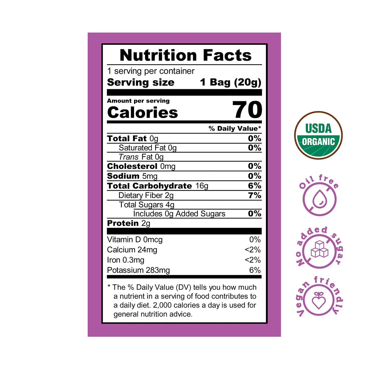 Good Chips Beet & Yacon - Crispy, Baked, No Oil, No Added Salt - Organic, High Fiber, Prebiotic Superfood - Healthy, Vegan Snack