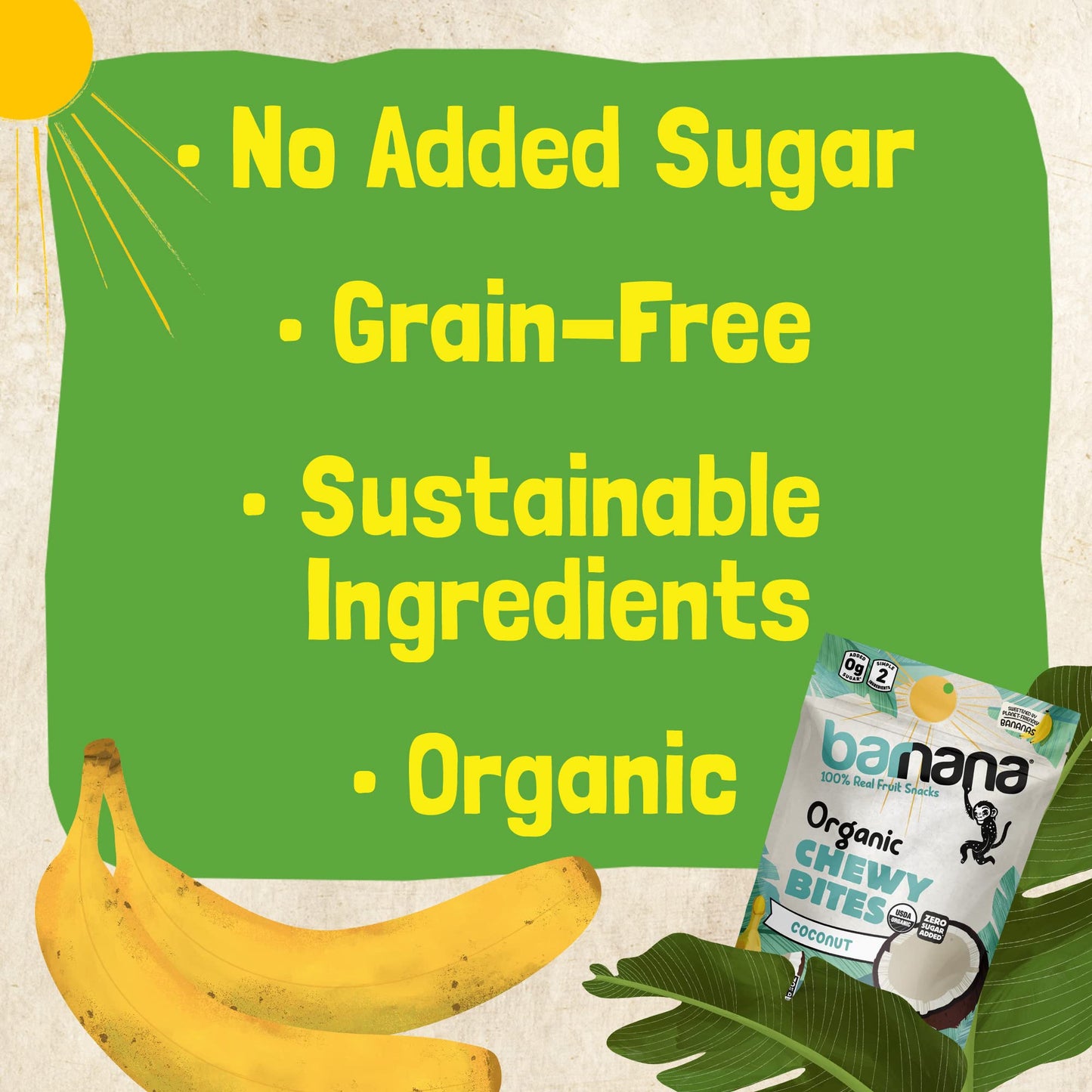 Barnana - Organic Chewy Coconut Banana Bites, Healthy Dehydrated Treat, Chewy Coconut Banana Snack, Made With Real Fruit, Potass