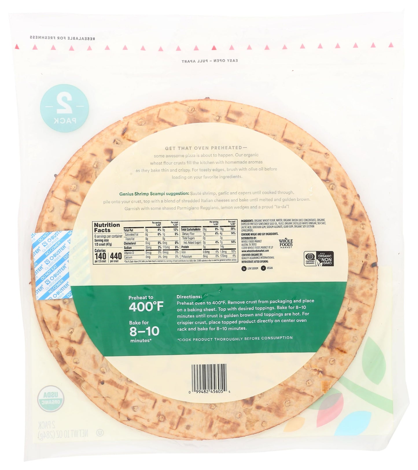 365 by Whole Foods Market, Pizza Dough Rustic White Thin And Crispy Organic, 10 Ounce