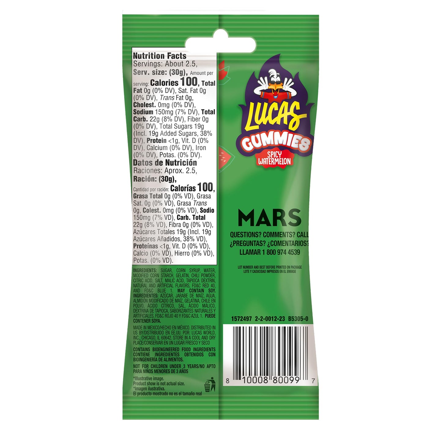 Lucas Spicy Gummies - Watermelon Flavored 12-Pack, 29.6 OZ - Sweet & Tangy Treats
