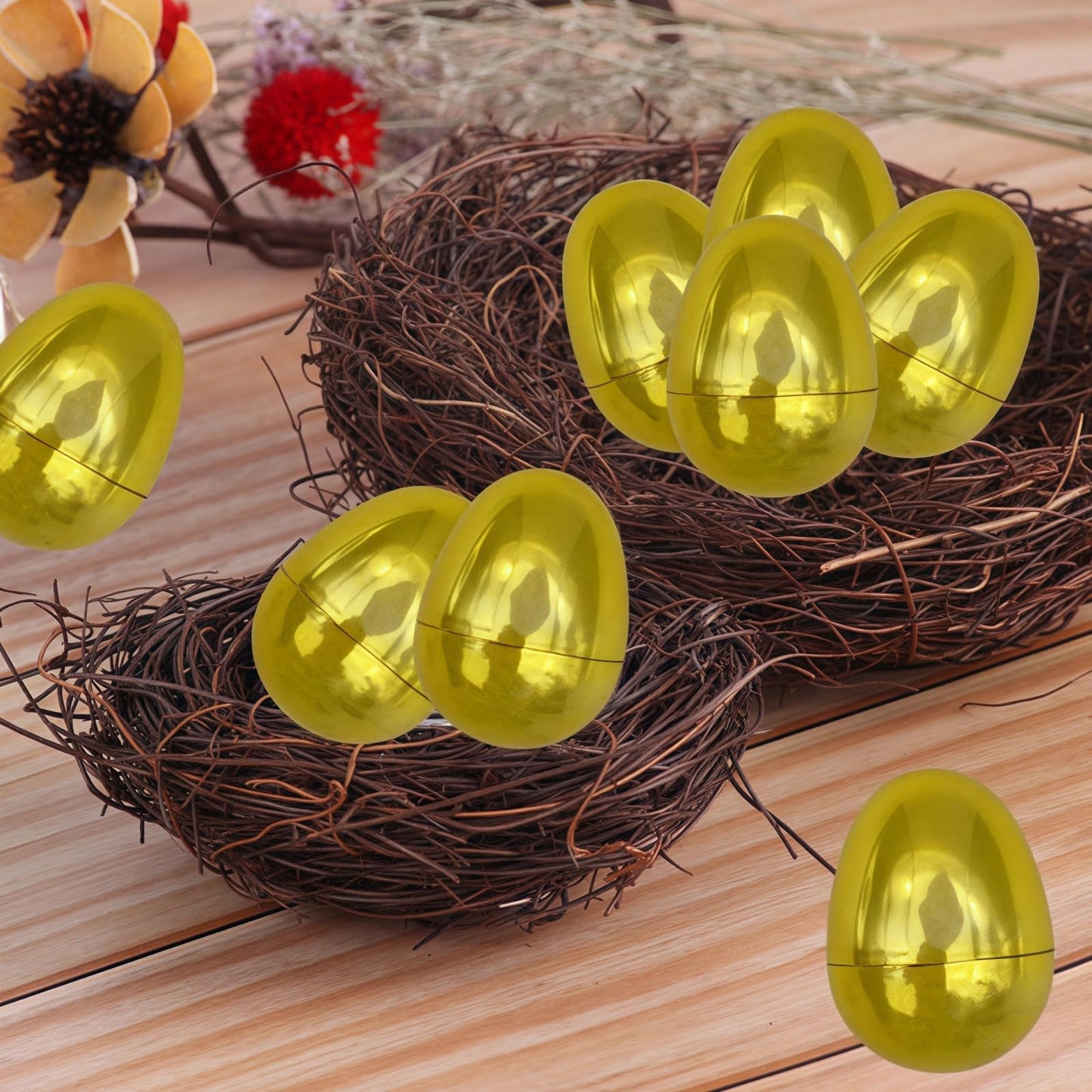 Gcqjoq Plastic Easter Eggs For Holiday Decorations And Celebrations, 30 Pcs (Gold)
