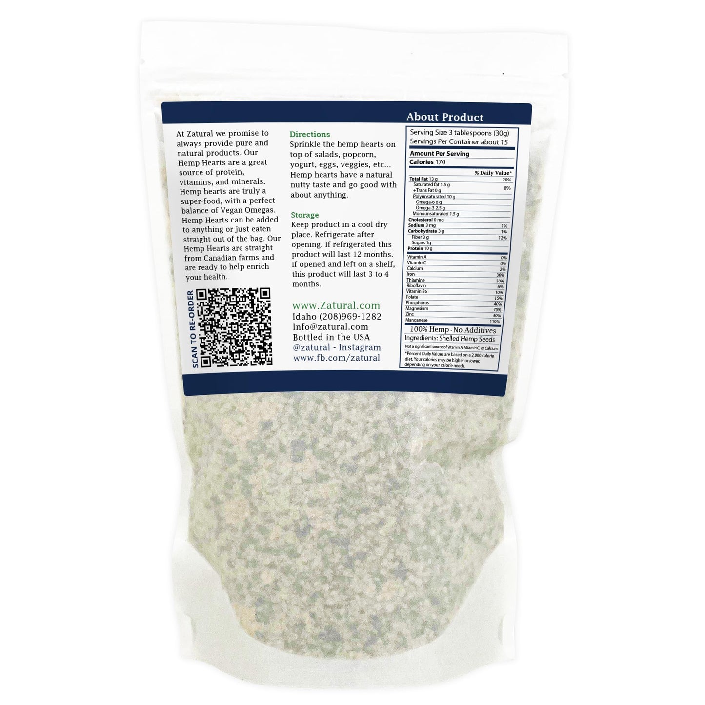 Hemp Hearts - 100% Pure Hemp Hearts - Raw Shelled Hemp Seeds (1 Pound)