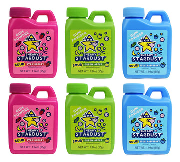 kidsmania Set of 6 Assorted Sneaky Stardust Magical Morphing Gum Jugs-Transforms From Powder to Gum in Your Mouth-2.5inch L x 1i