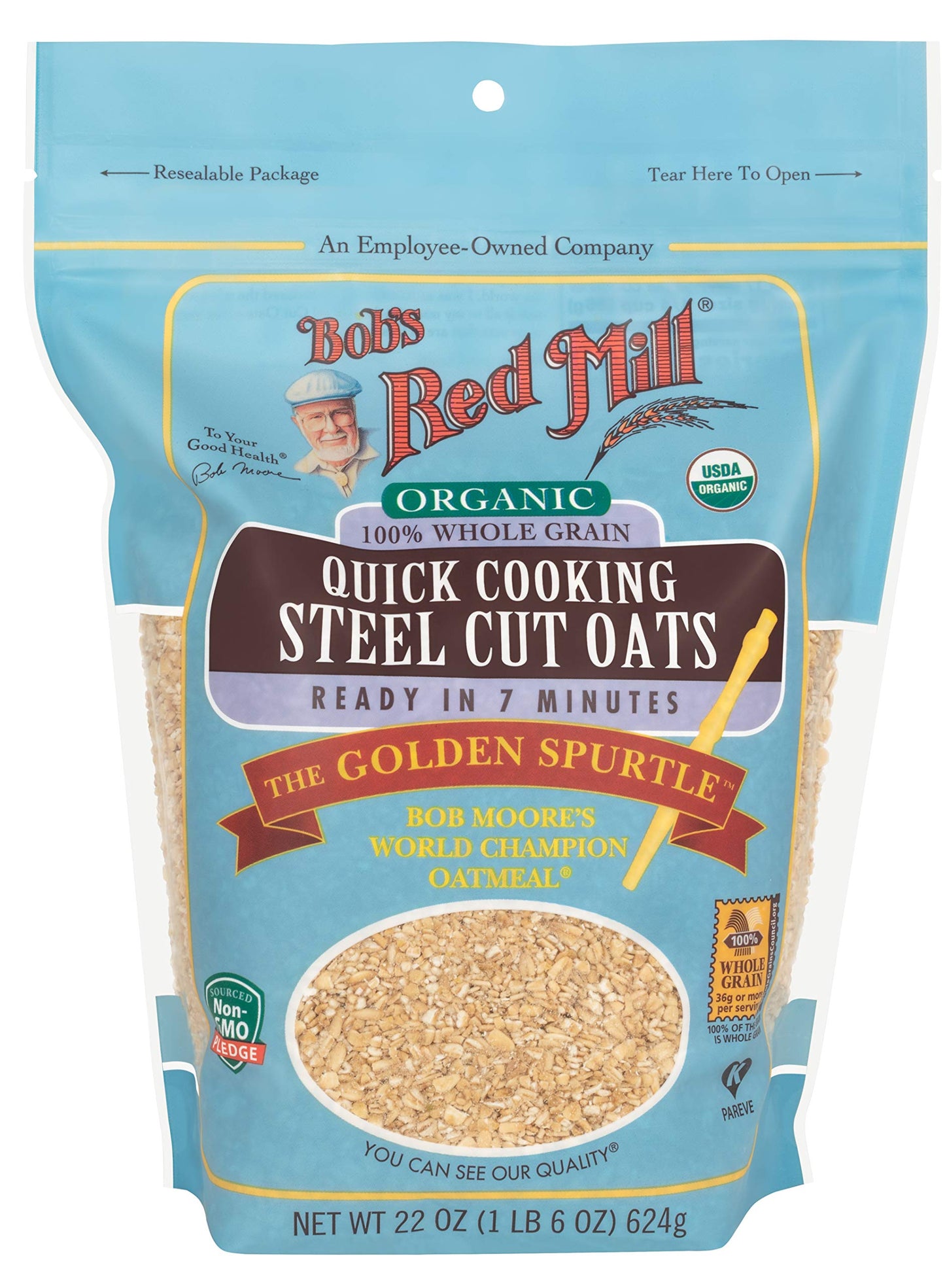 Bob's Red Mill Organic Quick Cook Steel Cut Oats (22 Ounce, Pack of 2)