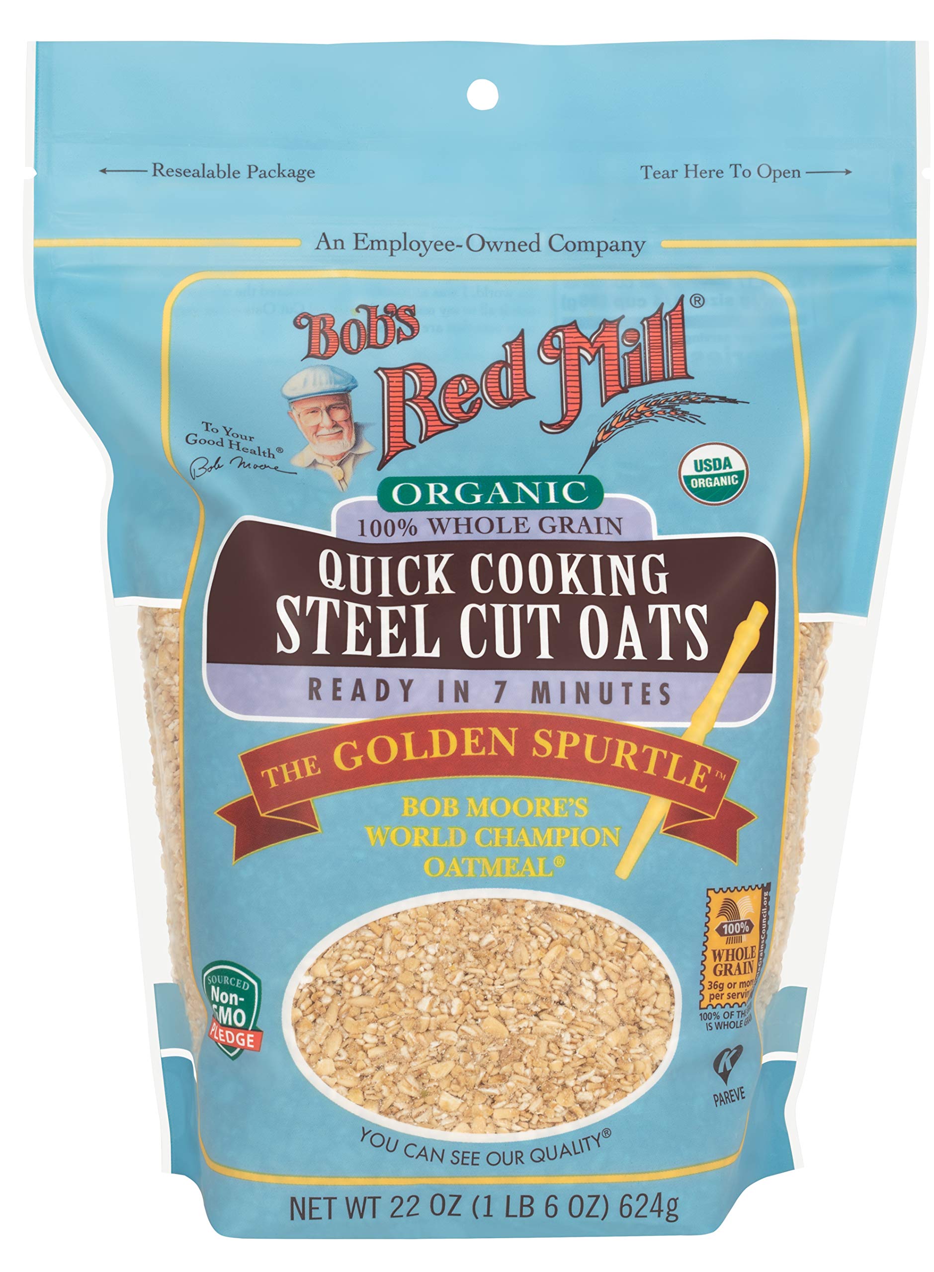 Bob's Red Mill Organic Quick Cook Steel Cut Oats (22 Ounce, Pack of 2)