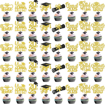 40Pcs Graduation Cupcake Toppers 2025 Graduation Decorations Class of 2025 Cupcake Toppers 2025 Congrats Grad Cupcake Topper Con