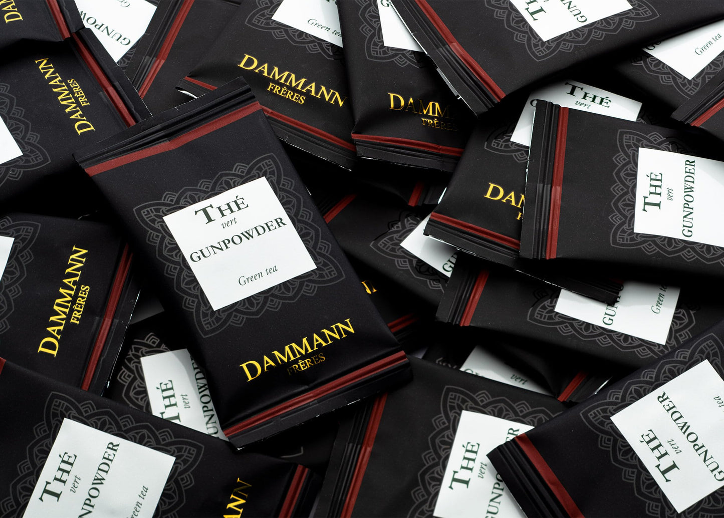 Dammann Freres Satchets  Gunpowder Green Tea Bags  enhanced Gourmet French Tea  Individually Wrapped  24 Count (Single Pack)