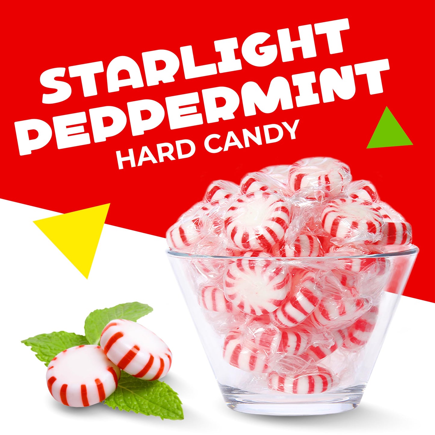 LaetaFood Starlight Peppermints Red White Stripped Hard candy Individually Wrapped (1 Pound Bag)