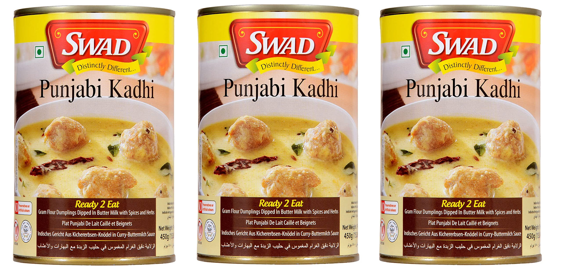 Swad Ready To Eat Punjabi Kadhi Instant Mix Vegetarian Heat & Eat With No Added Preservative - 450 Grams (Pack Of 3)