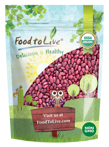 Food to Live Organic Small Red Chili Beans, 1.5 Pounds - Non-GMO, Kosher, Dry, Raw, Sproutable, Non-Irradiated, Vegan, Bulk, Pro