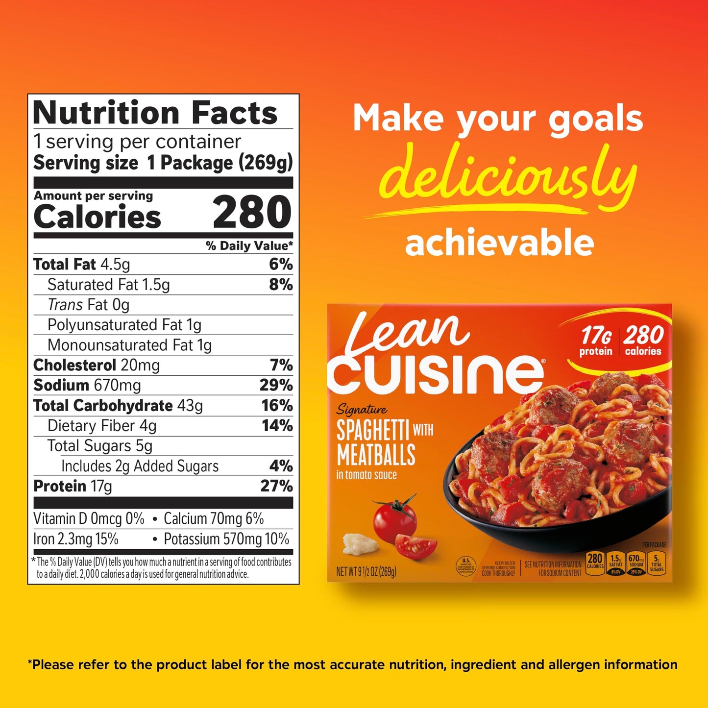 Lean Cuisine Frozen Meal Spaghetti With Meatballs, Protein Kick Microwave Meal, Microwave Spaghetti Dinner, Frozen Dinner for On