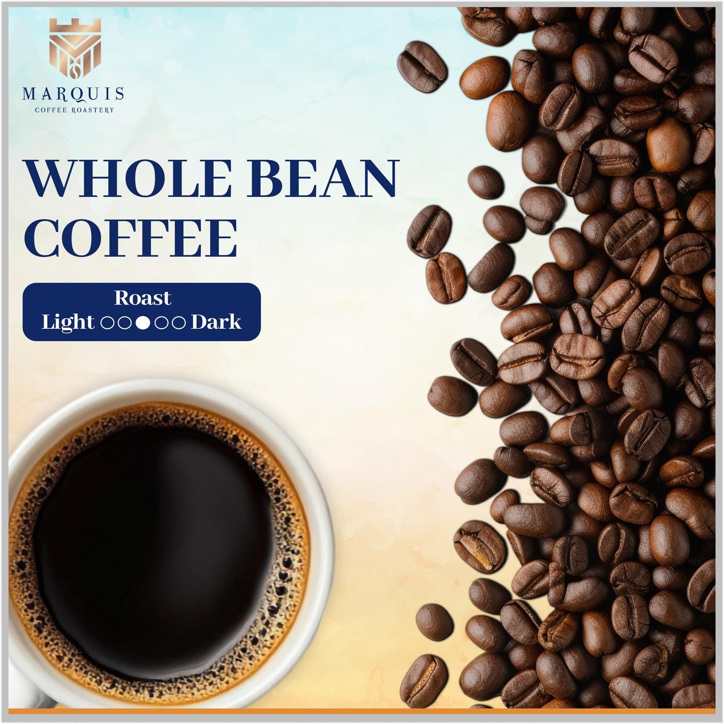 Marquis Ethiopian Yirgacheffe Coffee Beans, Medium Roast, Fruity Flavor, Whole Bean, 2 lb