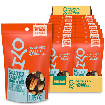 Orchard Valley Harvest Salted Caramel Munch Mix, 1.85 oz Resealable Bags, Salted Caramel Flavored Almonds, Sweetened Cherries & 