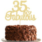 Gyufise 1Pc 35 & Fabulous Cake Topper Gold Glitter Thirty Five And Fabulous Cake Toppers Happy 35Th Birthday Cake Pick For 35Th