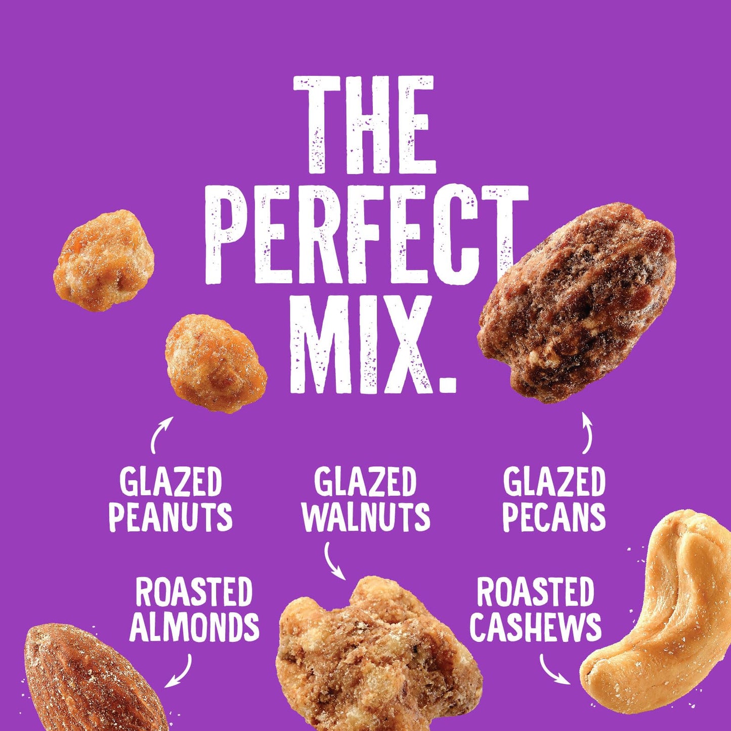 Emerald Salty Sweet Mixed Nuts, Kettle Glazed Peanuts, Almonds, Cashews, Walnuts, Pecans, 5.5oz Resealable Bag, Green