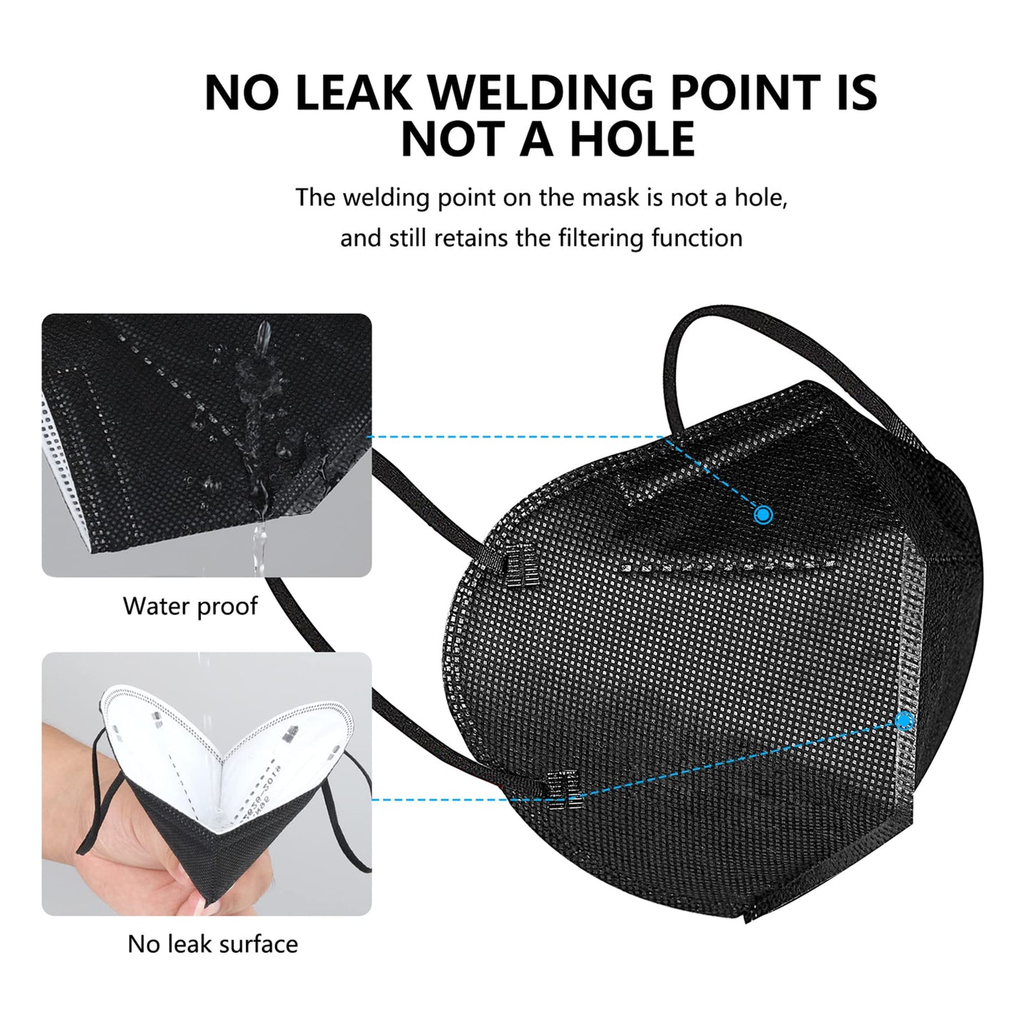 Akgk Kn95 Face Mask 50 Pcs, Breathable Protection Masks, 5-Ply Kn95 Black Masks, Cup Dust Safety Masks