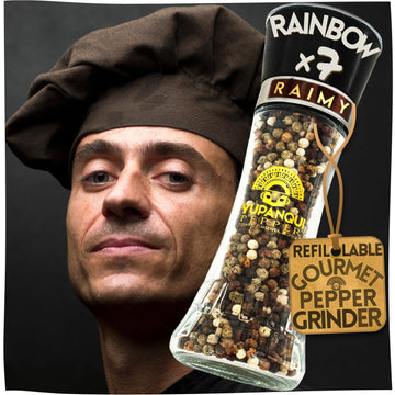 Rainbow Peppercorns Whole Rainbow Peppercorn Grinder - Organic Peppercorn Medley Grinder with 7 YUPANQUI Mixed Peppercorns Whole
