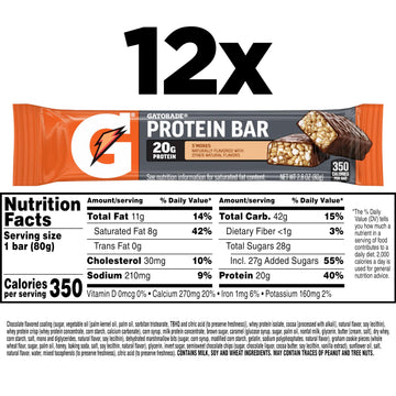 Gatorade Whey Protein Recover Bars, Smores, 12 Count(Pack Of 1)