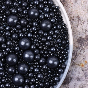 Black Sprinkles Edible Pearls Sugar Black Candy 4.2Oz Idea Desserts Sprinkles Cake Decorations Cupcake Toppers Cookie Decorating Ice Cream Toppings Celebrations Shaker Jar Wedding