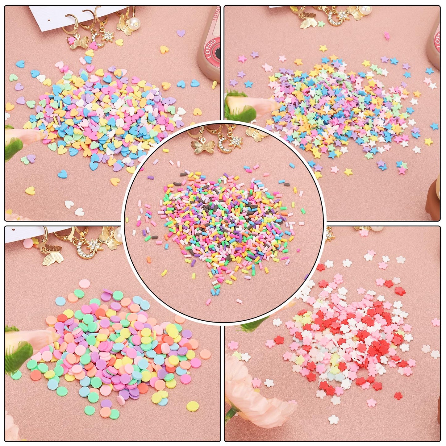 PATIKIL compatible with Sprinkles Polymer Clay for Nail Art & Crafts, Small, Pink, 100g