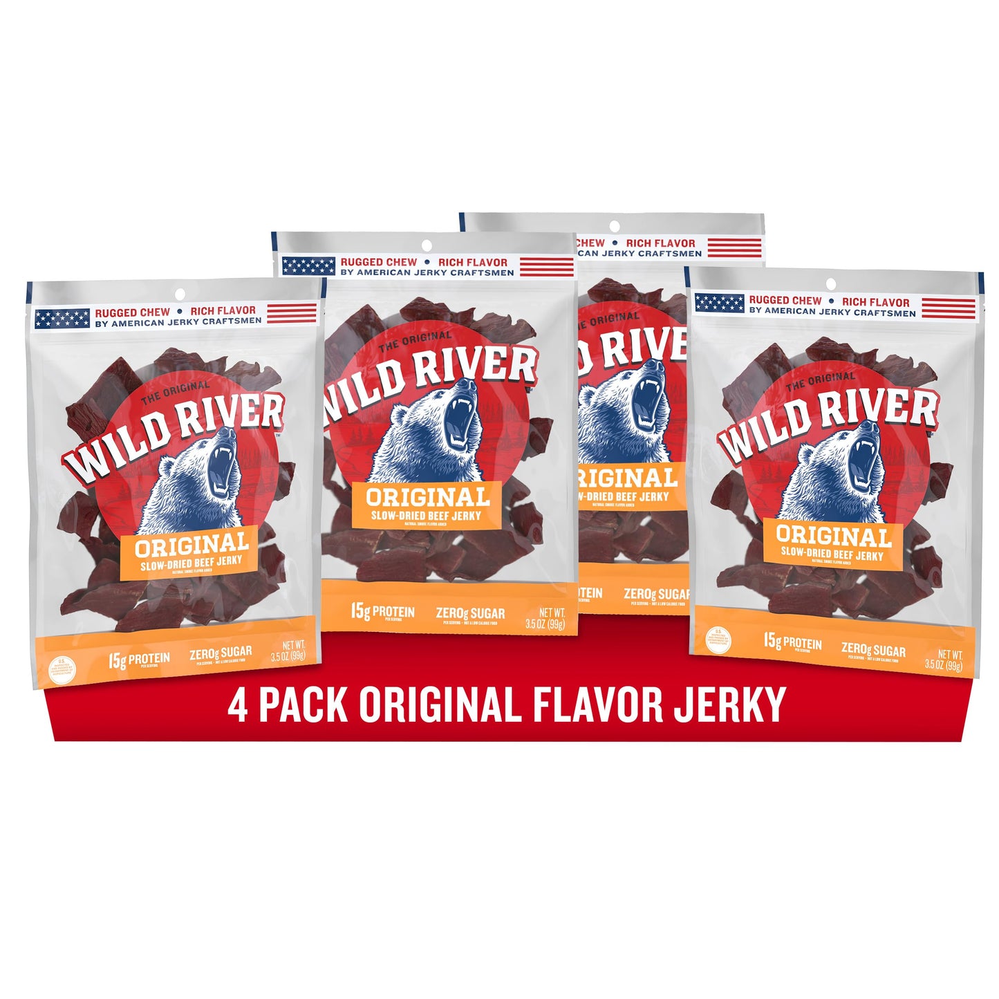 Wild River Original Beef Jerky, Old Fashioned Beef Jerky, Gluten Free, Deliciously Seasoned, Savory Meat Snack For Lunches, Read