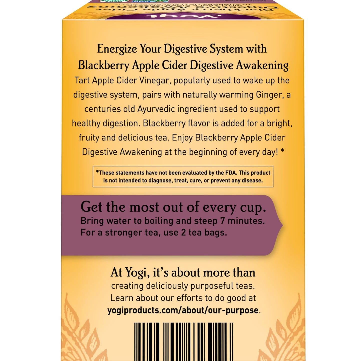 Yogi Tea Blackberry Apple Cider Digestive Awakening Tea - Organic - 16 Bags per Pack (6 Packs)