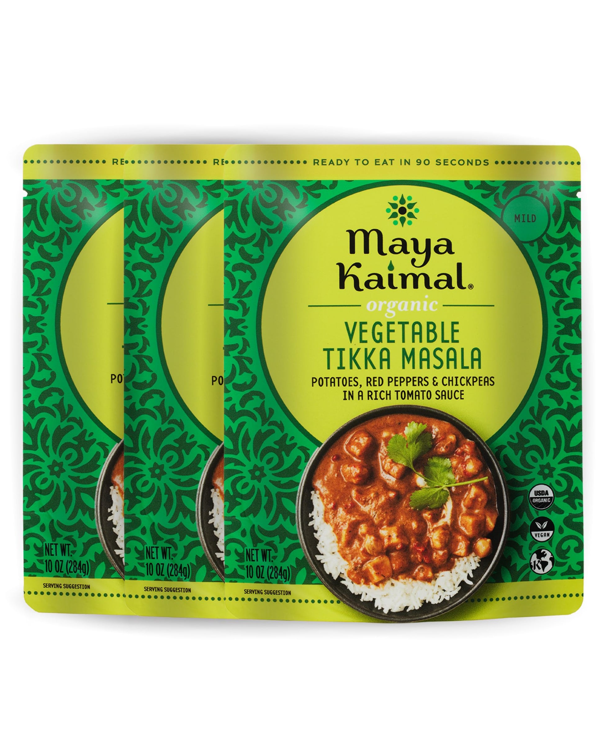 Maya Kaimal Organic Indian Vegetable Tikka Masala | Microwaveable, Ready to Eat, Fully Cooked Potatoes, Red Peppers & Chickpeas,