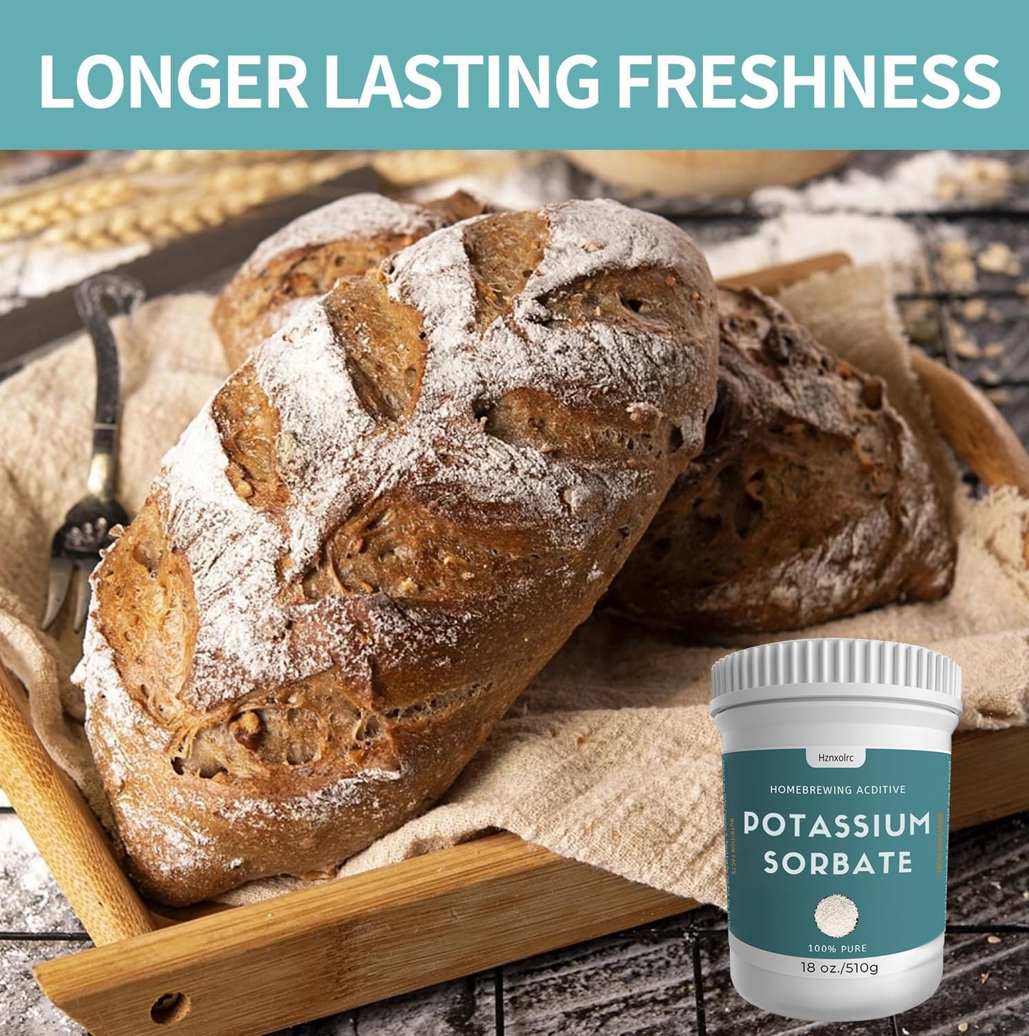 Hznxolrc Potassium Sorbate, Food Grade, 100% Pure, 18 oz for Wine Making, Baking, Home Brewing