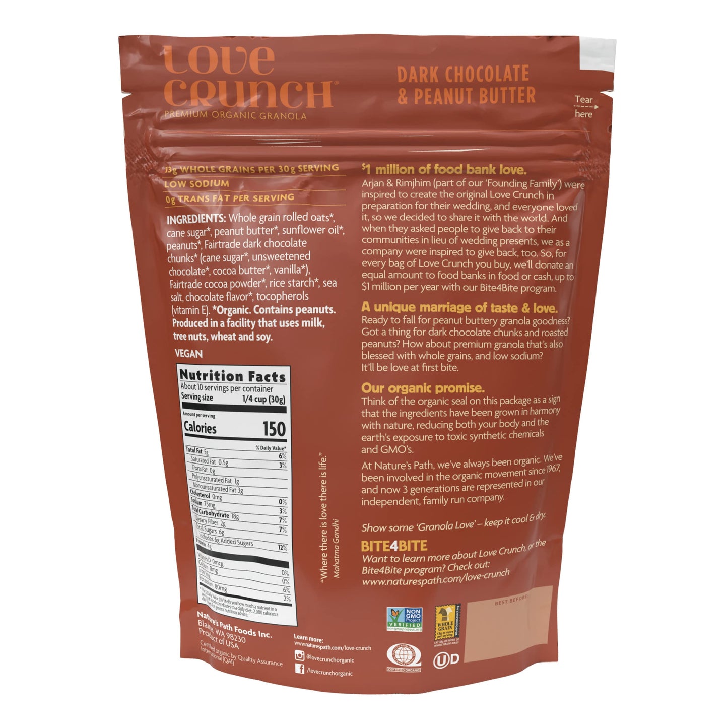 Love Crunch Organic Dark Chocolate And Peanut Butter Granola, Non-Gmo, Fair Trade, By Nature'S Path, 11.5 Ounce (Pack Of 6)