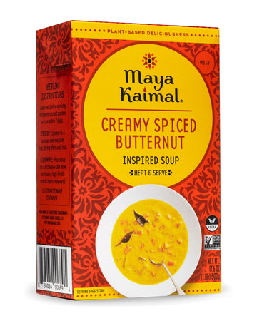 Maya Kaimal Foods Inspired Soup (17.6 Oz, Pack of 4) - Creamy Spiced Butternut Squash Soup - Heat and Eat Meals - Vegan, Gluten-