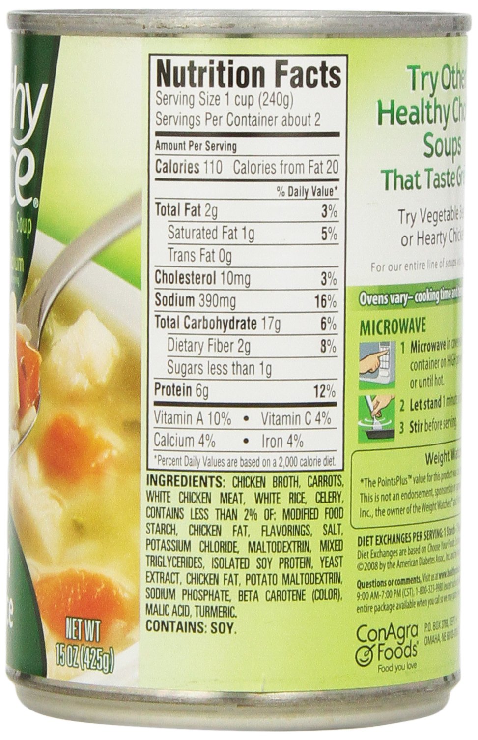 Healthy Choice Soup 5 Chicken Noodle and 5 Chicken with Rice Variety Pack, 15 oz. cans