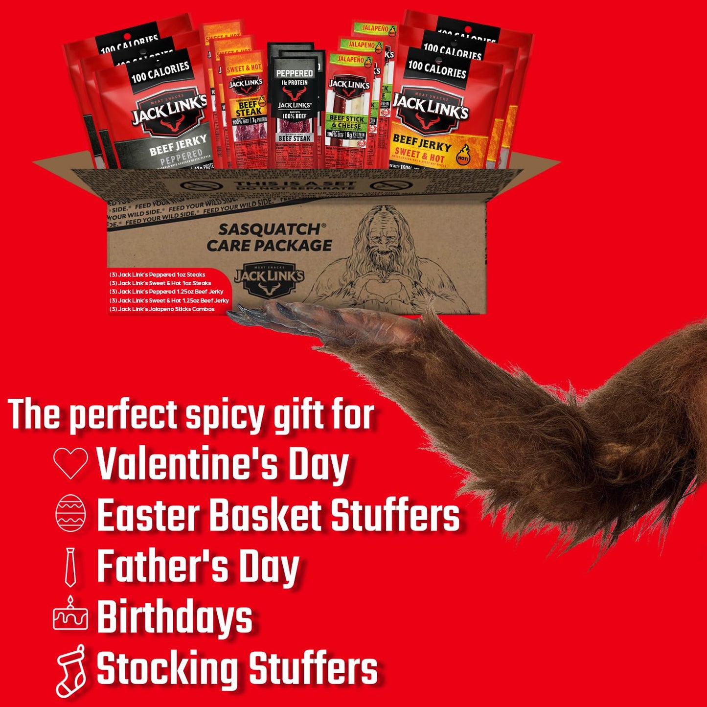 Jack Link'S Spicy Beef Jerky Gift Basket Variety Pack - Includes Beef Jerky, Meat Sticks, And Beef Steaks, Great Gift For Men, P
