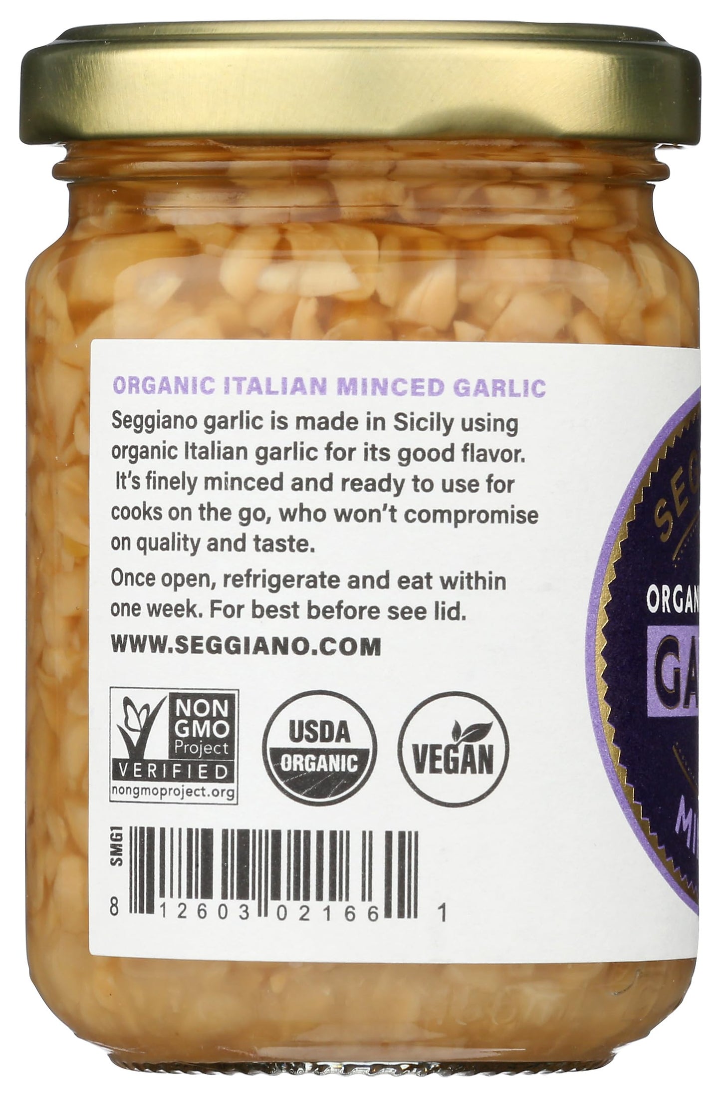 Seggiano Organic Minced Italian Garlic, 5.29 Oz
