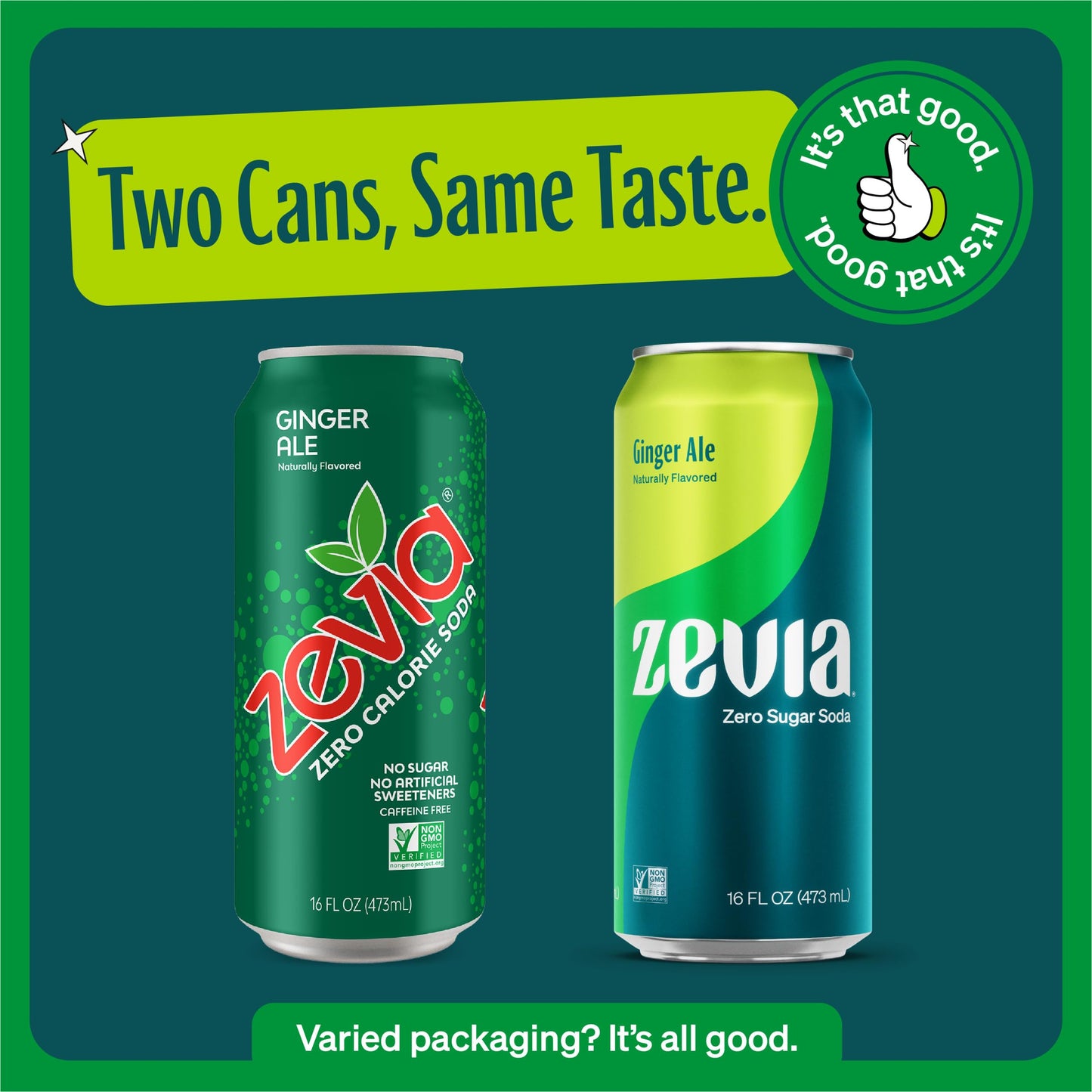 Zevia Zero Sugar Ginger Ale Soda, Non-GMO, Gluten-Free, Vegan, 16 Fl Oz Cans, 12-Pack, Clear