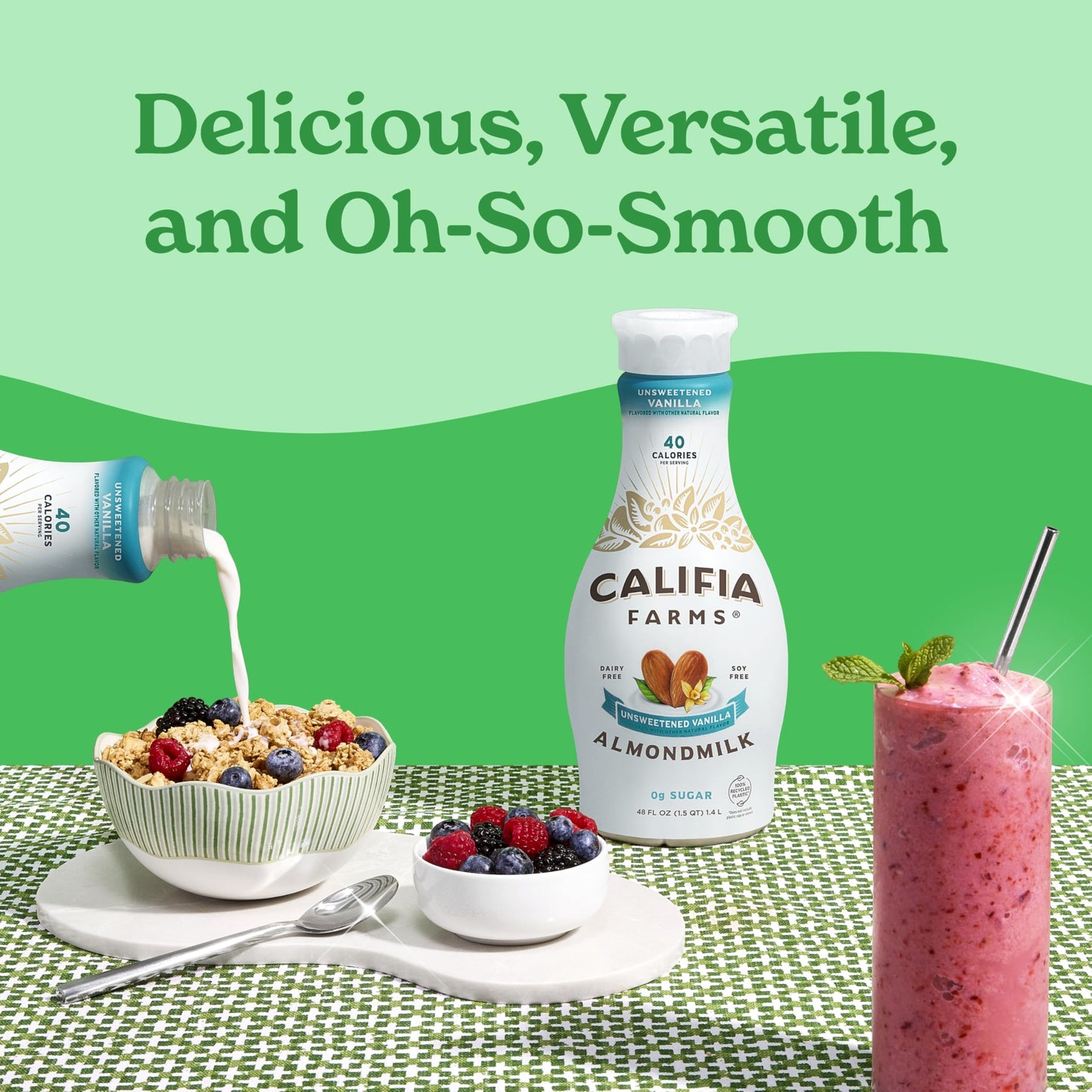 Califia Farms - Unsweetened Vanilla Almond Milk, 48 Oz, Dairy Free, Vegan, Plant Based, Keto, Gluten Free, Non GMO, Sugar Free,