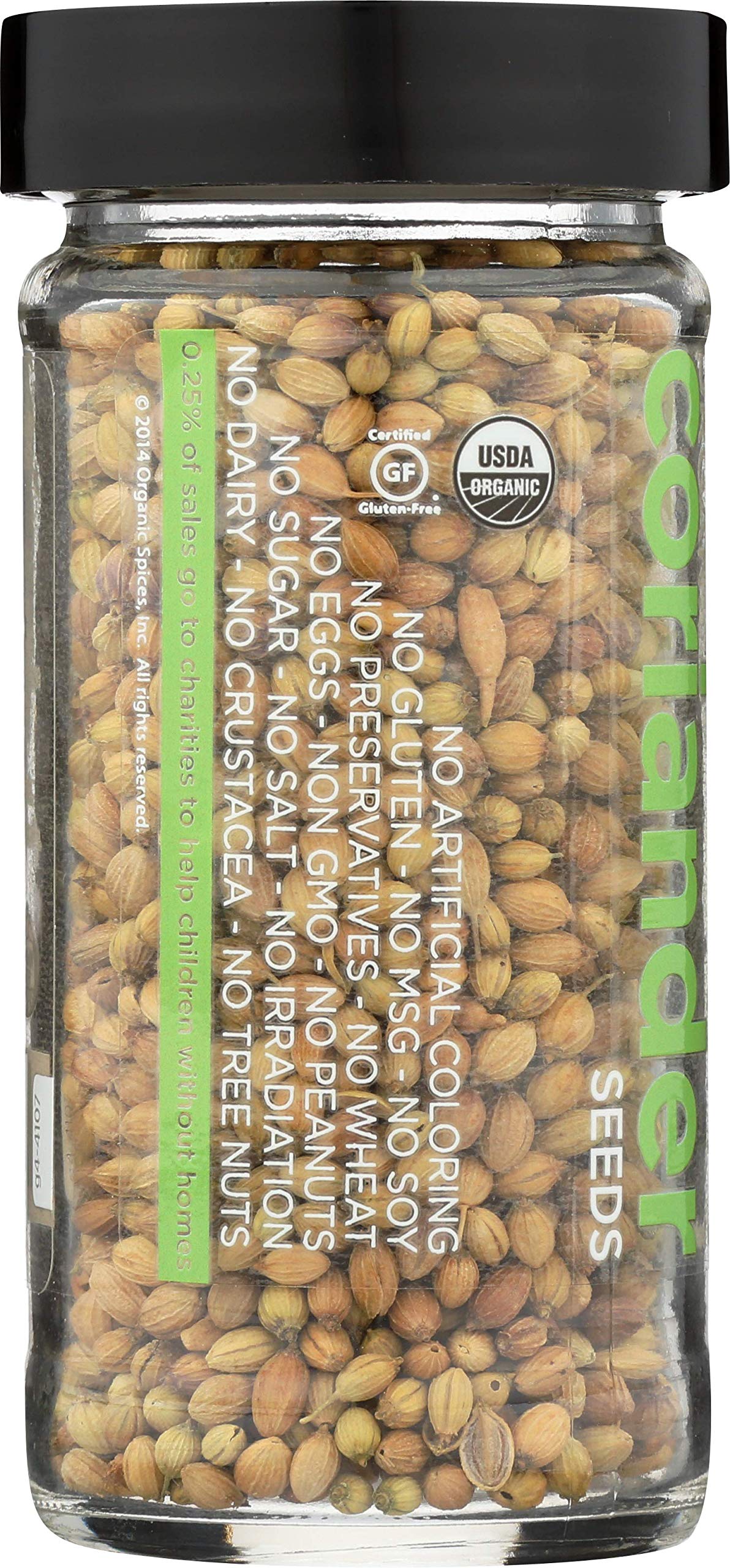 Spicely Organic Coriander Seeds Whole 0.70 Ounce Jar Certified Gluten Free