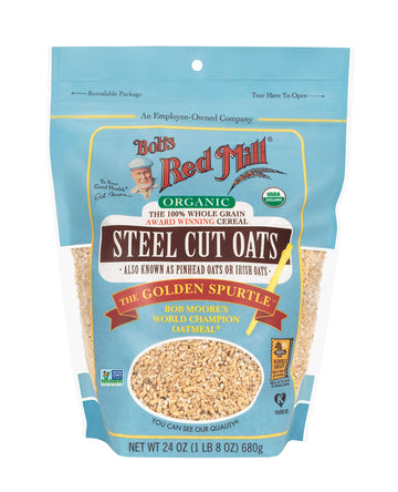 Bob'S Red Mill Organic Steel Cut Oats, 24Oz (Pack Of 4) - Non Gmo, Whole Grain, Vegan, Kosher