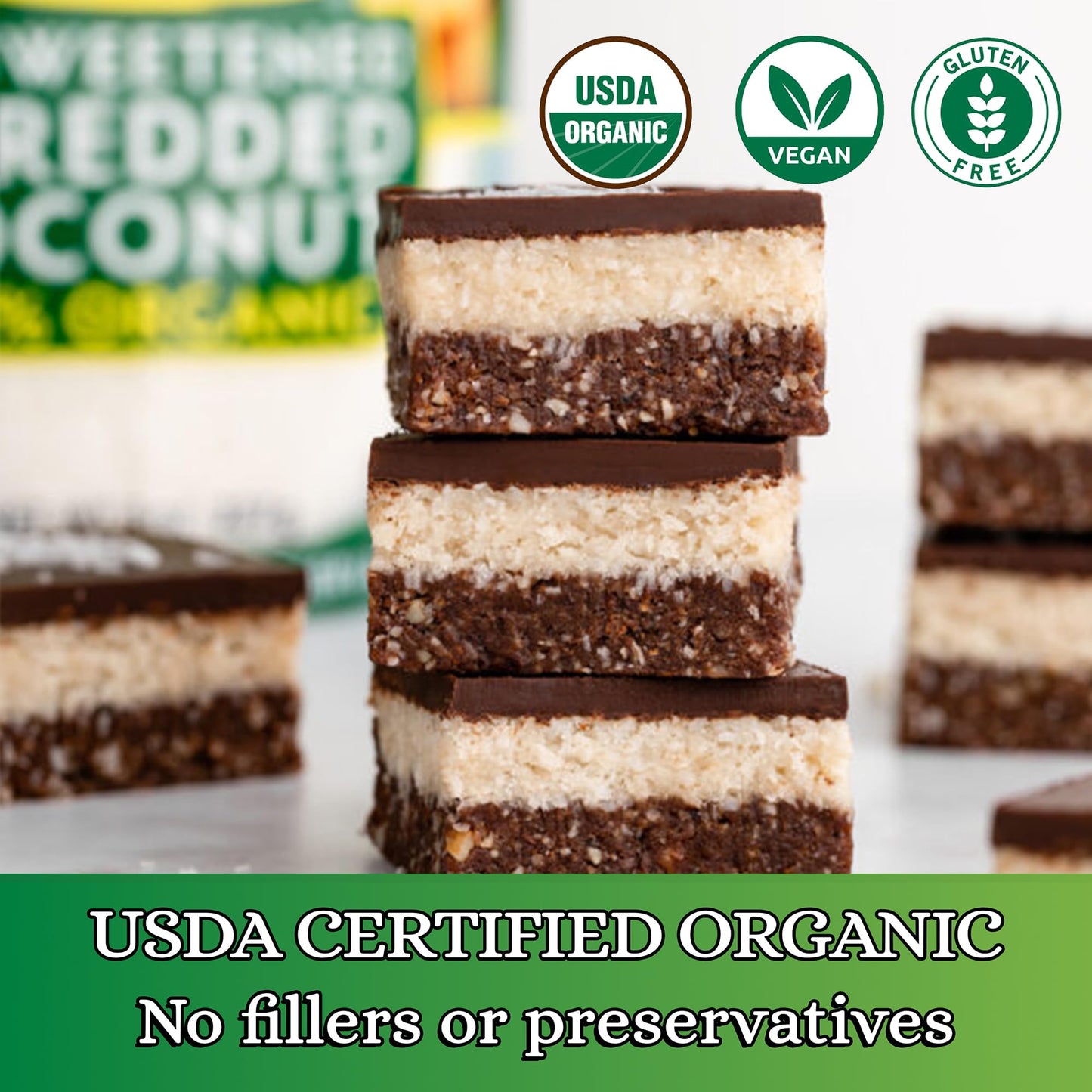 Lets Do Organic Shredded Coconut Unsweetened - Coconut Flakes, Organic Coconut Shreds, Coconut Strips Topping, 0G Trans Fat, Non