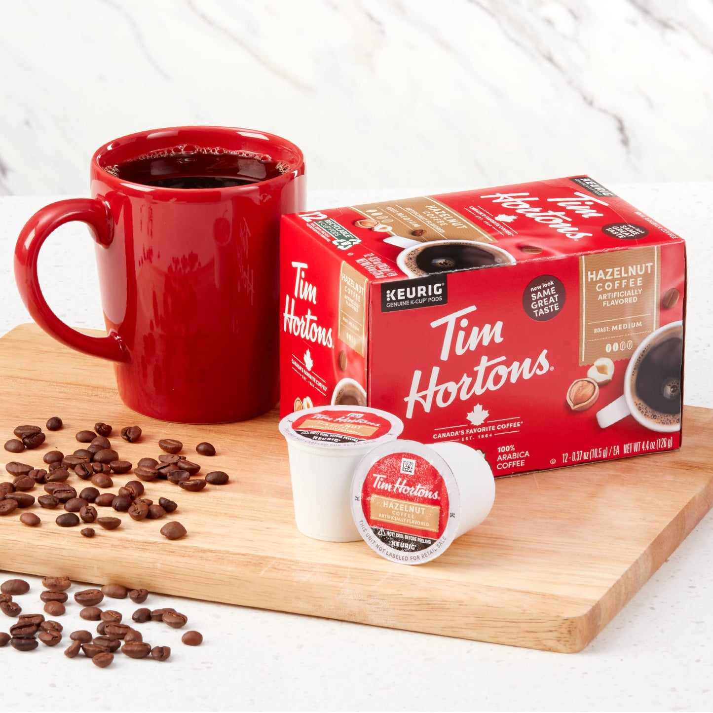 Tim Hortons Maple Flavored Coffee K-Cup Pods, 12 Count, Red, Compatible with Keurig malt-inspired