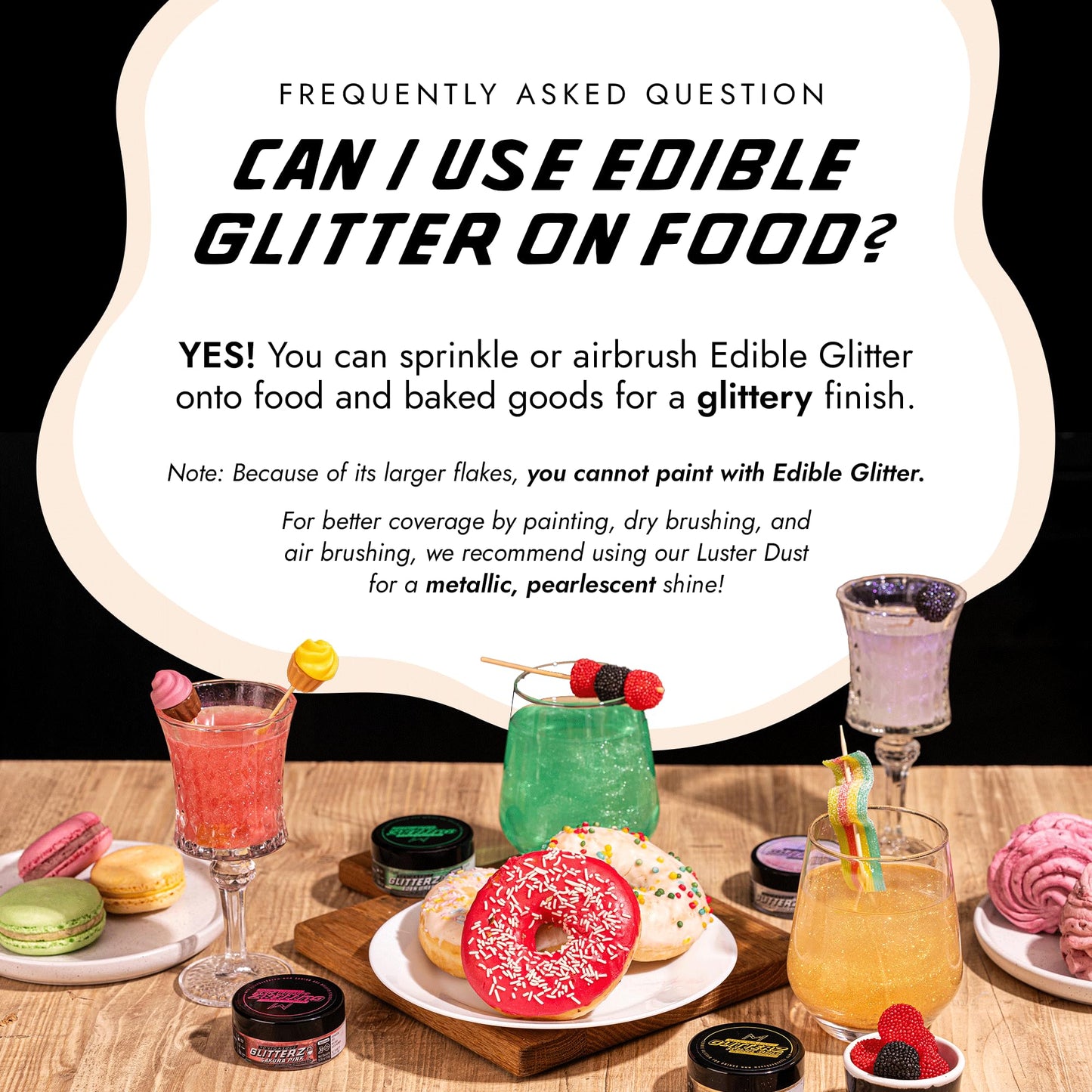 MONÉGASQUE White Edible Glitter for Cocktails, 10g - Vegan Glitter Dust for Drinks and Cakes - Snow White