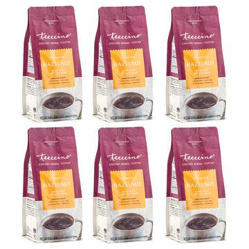 Teeccino Hazelnut Chicory Coffee Alternative, Caffeine-Free, Medium Roast, 11 Ounce (Pack of 6), Natural