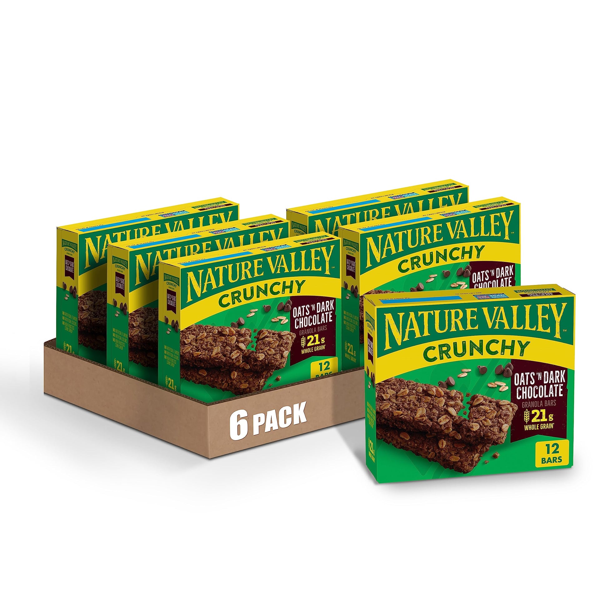 Nature Valley Crunchy Granola Bars, Oats n Dark Chocolate, 12 Bars, 6 Count, Pack of 6, Brown, Model 41314