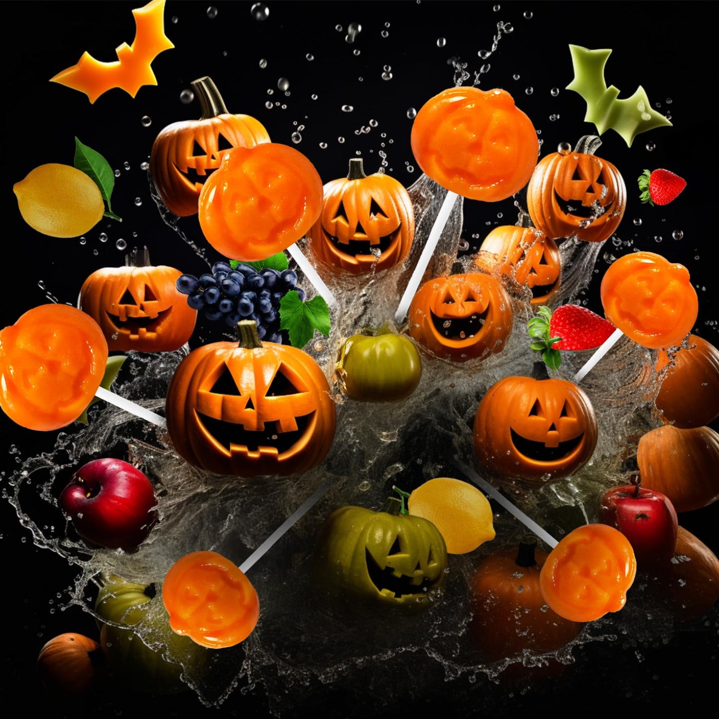 EORA Halloween Lollipop Suckers Candy, 42 Count, Pumpkin Shaped, Individually Wrapped, Orange, Model QWLH-HLPO-8G42