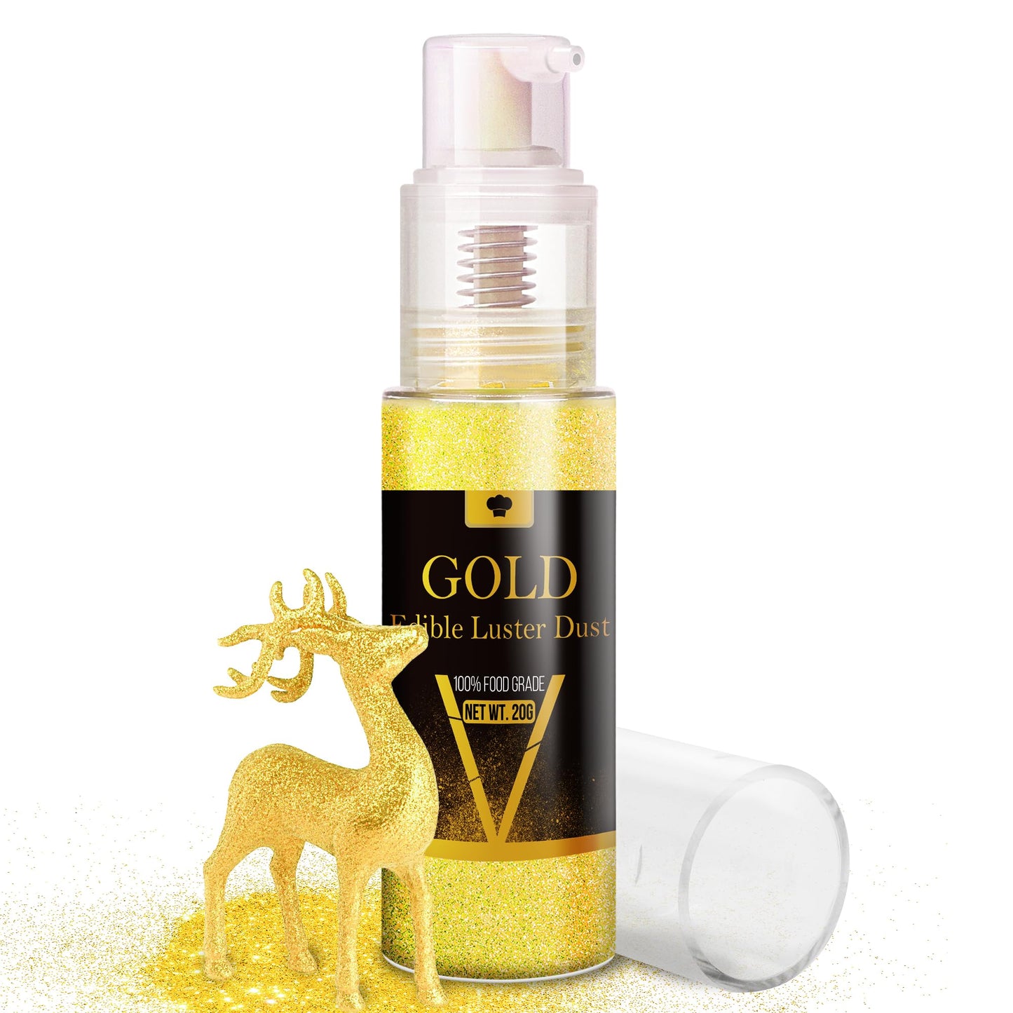 Vividye Edible Glitter Spray - Luster Dust Powder for Baking & Drinks, 20g, Gold